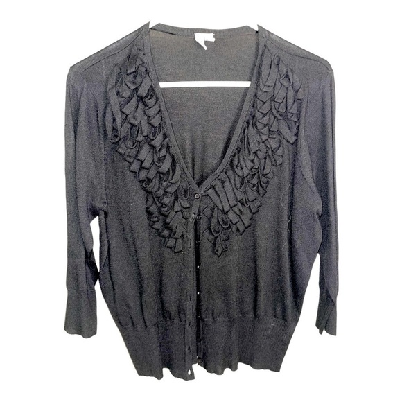 𝅺madison BLACK SWEATER V-NECK BUTTON CARDIGAN SIZE XLARGE - Picture 1 of 3